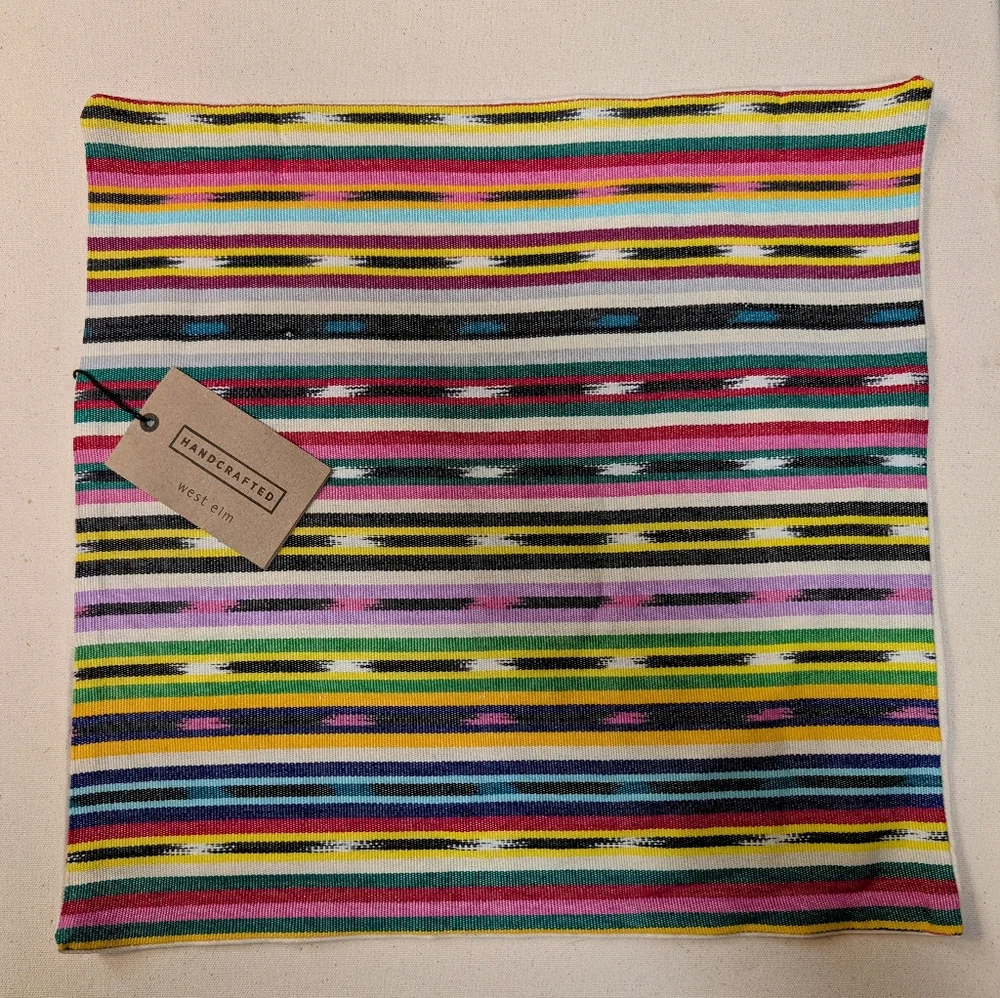 HANDCRAFTED WEST ELM PASTEL STRIPE PILLOW COVER
